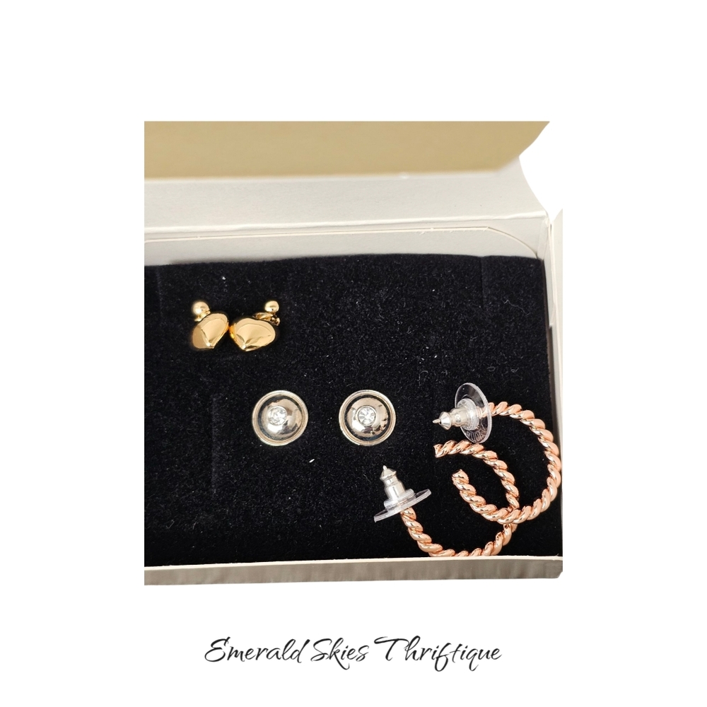 Vintage Avon Trintone earrings trio, new. 3 sets of earrings
